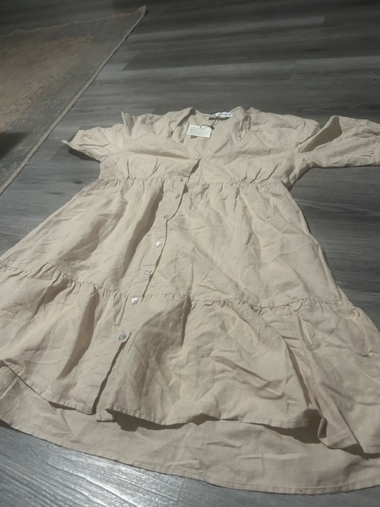 Zara Dresses & Skirts - Women’s Tiered Button-Front Dress in Light Beige